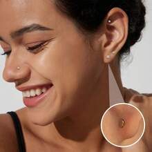 CIZME Piercing de lèvre en alliage de titane G23 sans filetage 20g, anneaux de lèvre avec pierre de CZ incrustée, convient pour le piercing des lèvres et du cartilage de l'oreille, disponible en rose et bleu CZ, unisexe - Argent - Voir 3