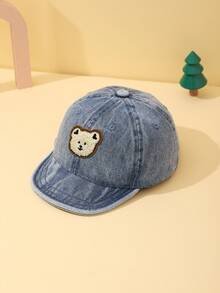 1pc Baby Bear Decor Sun Protection Hat Baseball Cap, Suitable For Boys And Girls Daily Use - Dark Blue - View 2