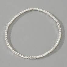 1pc Square Hematite Bracelet, Golden Beaded, Stackable, Elastic, Handmade Fashion Unisex Accessory, Hawaiian Vibe