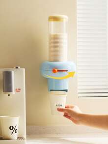 1pc Multifunctional Sliding Cup Holder, Disposable Cup Wall-Mounted Water Dispenser Paper Cup Rack, Water Cup Storage Organizer