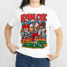 Christian McCaffrey "Run " Graphic T-Shirt 49ers Football Tee  Streetwears - White - View 1