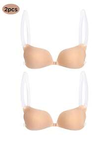 1件/2件装隐形聚拢文胸，带肩带，适合女士露背连衣裙，可重复使用 - 彩色 - 查看 29