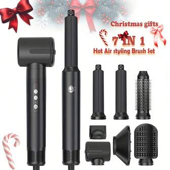 UKLISS 7in1 ブラシレス静音ヘアドライヤー - 高速ホットエアスタイリングツール、ストレートアイロン カーラー コーム付き、全ての髪質に対応