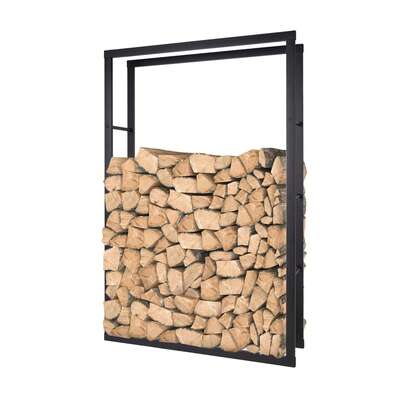 Floordirekt Kaminholzregal Kreta - für Innen & Außen - Kompaktes Brennholzlager aus Metall - Verschiedene Ausführungen - Schwarz - aus Eisen - Kaminholzlager