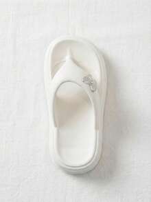 舒适女童拖鞋，适合户外旅行休闲，室内外皆宜，亲子款，厚底，百搭时尚，简约露趾，轻便，沙滩凉鞋，春夏女童凉鞋，儿童通用拖鞋（建议选购大一码） - 白色 - 查看 4