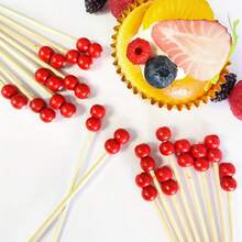30/60pcs Red Bead Cocktail Picks -Elegant Red Bead & Skewers ForChristmas, Thanksgiving, Halloween, Parties - Ideal For Appetizers, Fruit,Desserts,Sandwiches,Party Appetizer,Festive Skewers, AppetizerSkewers, Holiday Hosts