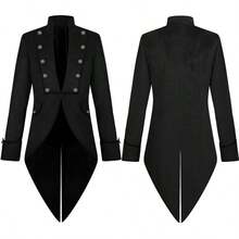 Men's Steampunk Vintage Tailcoat Jacket Gothic Victorian Frock Coat Uniform Halloween Costume - Red - View 1