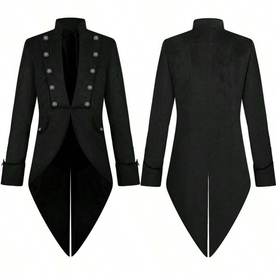 Men's Steampunk Vintage Tailcoat Jacket Gothic Victorian Frock Coat Uniform Halloween Costume - Red - View 1