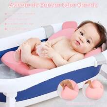 Asiento de Bañera de 53 x 42 cm Cojín de Asiento para Baño de Niño Almohadilla de Baño para Niño Red de Soporte Ajustable Antideslizante Asiento de Apoyo Almohada para Bañera - Rosa - Ver 2