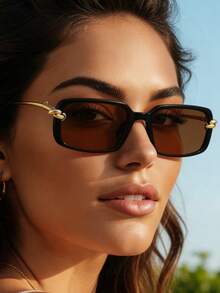 1副经典简约小框矩形时尚眼镜，男女皆宜的朋克风眼镜，适合派对、情侣、休闲佩戴，装饰性强。 - 彩色 - 查看 2