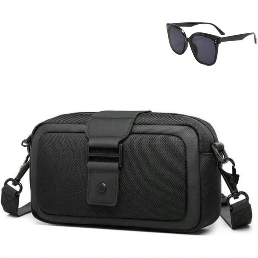 Men Waterproof Oxford Small Crossbody Bag, Large Capacity Sport Casual Shoulder Bags, Versatile Fashion Travel Sling Pack - Negro + 8,7 x 2 x 5,5 pulgadas/22 x 5 x 14 cm - Ver 1