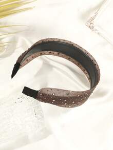 1 szt. szeroka opaska na głowę z siateczki z kryształkami - szara/mleczna herbata/brązowa/czarna cztery kolory - codzienna lekka luksusowa opaska z wysoką koroną - elegancka ozdoba do włosów na wieczorne przyjęcie bankietowe - Wielokolorowe - Zobacz 3