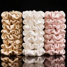 Conjunto de 22 Elásticos de Cabelo para Chá de Panela, em Tons Suaves de Rosa Champagne e Branco, Faixas de Cetim para Madrinhas e Convidadas, Lembrancinhas Elegantes, Elásticos de Cabelo. - Multicolorido - Ver 1