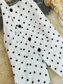 FD2368 Áo vest nữ mùa hè mới in chấm bi, kiểu dáng hở lưng, cổ yếm, phong cách thường ngày, thanh lịch, thích hợp đi nghỉ mát, đi biển. - trắng - Xem 5