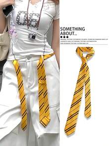 1条复古条纹领带，Y2K风格腰带，女士朋克时尚高端百搭牛仔腰绳配饰 - 彩色 - 查看 9