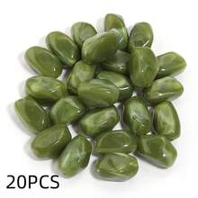 20pcs Asymmetrical Oval Acrylic Beads, Tie-Dye Colorful Mixed Beads, Vintage Brown Jewelry Making DIY Spacer Beads For Necklace, Earrings, Crafts, Phone Charms, Keychains, Accessories - Irregular Oval - View 11