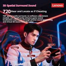 Lenovo 联想TG101游戏耳机，蓝牙低延迟，支持长待机，游戏音乐双模式，半入耳式耳塞，适用于PC和手机，蓝牙耳机 - 黑色 - 查看 4