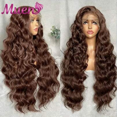 34 Inch 200% Density Body Wave 5x5 Put On And Go Glueless Lace Closure Wigs Human Blended Hair Chocolate Brown 13x4 13*6 HD Transparent Lace Frontal Weaves Brazilian Virgin Hair Wig Pre Plucked Natural Hairline & Pre-Bleached Invisible Knots With Baby Hair Suitable For Women To Wear On Daily Or Holiday Occasions Cosplay Wigs Suitable For Halloween Or Parties