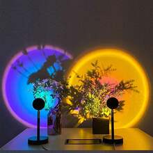 Lámpara Sunset, Lámpara Atardecer de Proyección de 16 Colores, Sunset Lamp con Ratación 360° y Control Remoto, Lámpara Nocturna de Puesta de Sol para Selfie, Fotografía, Decoración, Recámaras - Negro - Ver 6