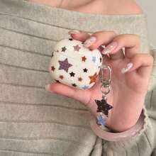 可爱星形图案蓝牙耳机保护套 INS 韩版泼墨格纹星形吊坠 兼容 4、Pro 3、新款 Pro 2、3、2 耳机保护套 春季礼物 - 杏色 - 查看 5