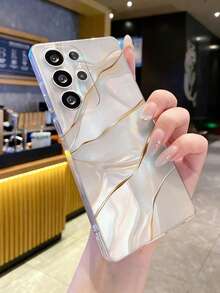 1pc Marble Texture Pattern Anti-Fingerprint Transparent TPU Soft Phone Case With Camera Lens Protection, Compatible With Apple, Nothing, Pixel, INFINIX, Redmi - Multicolor - View 3