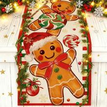 CZ Camino de Mesa Navidad Corredores de Mesa con Patrón de Monigote de Nieve Mantel para Mesa de Navidad Camino de Mesa de Lino Rojo para Decoración de Mesa de Navidad 34 x 183 cm Hombre de jengibre 8764 - Hombredejengibre - Ver 3