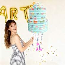 1个彩色奇幻主题可折叠迷你拉绳皮纳塔，适合生日装饰、狂欢节庆典、墨西哥节日——糖果粉碎游戏和主题活动装饰