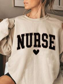2026 Long Sleeve Tops Women Leopard Print Registered Nurse Sweatshirt - Nurse Zhou Loose Style Sweater, Nurse Graduation Gift, New Nurse Apparel, Comf - 卡其色 - 查看 12
