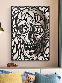 1 buc. Artă vizuală 3D cu craniu fără ramă, postere decorative de perete cu craniu. Potrivit pentru decor modern al casei, material pânză impermeabilă de înaltă calitate, decor de perete simplu, potrivit pentru decorul camerei, decorul dormitorului, decorul băii, căminului, biroului, holului, cadou. Decor de cameră și artă murală la modă.
