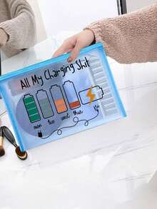 Bolsa organizadora multicolorida em tela com tema "Todos os meus carregadores", bolsa transparente com zíper para guardar cabos de carregamento, cosméticos, lanches e medicamentos. Bolsa portátil em tela para organização diária, viagens e para presentear entusiastas de tecnologia. Bolsa de armazenamento funcional em tela, ideal para organizar cabos, acessórios, lembrancinhas, presentes de aniversário, presentes de Natal e presentes de Páscoa. - Multicolorido - Ver 7