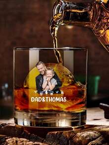 1pc Customized Glass Cup, Customized Photo Whiskey Glass, Whiskey Glass With Photo And Text, Customized Glassware With Photo And Text, Customized Gift, Personalized Photo And Text Whiskey Glass, Personalized Whiskey Glassware, Whiskey Glass With Name - Multicolor - View 6