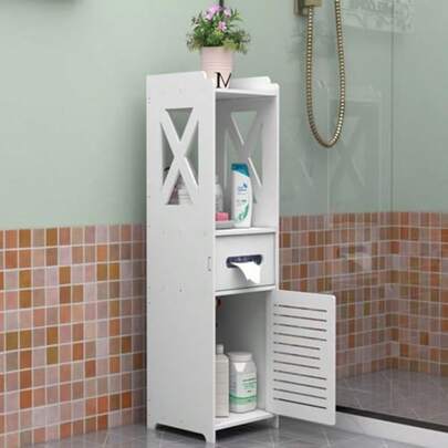 Garage Integrated Storage RacksArmario Estrecho para Papel Higiénico Armario Pequeño de Esquina para el Baño con Puerta y Estantes Soporte Delgado para Papel Higiénico para Baño Organizador de Esquina con Estantes