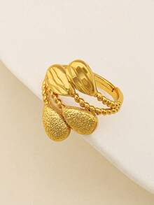 1個簡約金戒指,金屬質感,適合女性日常佩戴 - 金黃色 - 查看 14