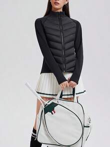 Forro corto ligero deportes Slim al aire libre cuello chaqueta caliente Novedades de invierno para mujer: chaqueta deportiva ligera, corta, con forro desmontable, corte ajustado, cuello alto y abrigo para exteriores. Chaqueta ultraligera, corta, con corte ajustado y tacto premium para mujer. Chaqueta deportiva de invierno ligera con triple protección. Chaqueta deportiva para correr al aire libre, cortavientos, abrigada, con forro desmontable, ligera, con corte ajustado y cuello alto acanalado. - Negro - Ver 11