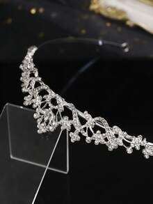 1pc Crystal Wedding Headpiece, Suitable For Brides, Girls, Princess Tiaras, Pageant Crowns, Bridal Hair Accessories, Fit For Women And Girls - Silver - View 6