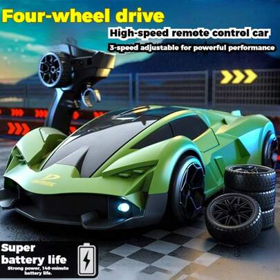 One 1:24 Scale 4WD Remote Control Car With Drift Stunt Mode, 2.4GHz Remote Control Racing Car - All-Terrain Off-Road Vehicle & Adult - Durable Plastic RC Crawler Birthday Gift, Remote Control Car High Speed, Children's Toy Remote Control Car Racing Car, Need For Speed, Remote Control Car, Remote Control Tank, Remote Control Drift Car, Remote Control Truck Children's Racing Car