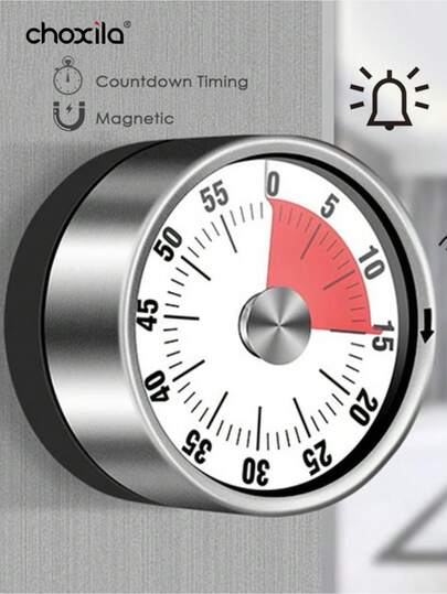 choxila 1个机械倒计时器，磁性可视计时器，60分钟，适用于儿童学习、烹饪等用途