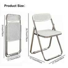 Silla plegable de plástico, silla de jardín portátil, sillas para fiestas en interiores y exteriores, asientos apilables, ligeras y cómodas. - Blanco - Ver 2