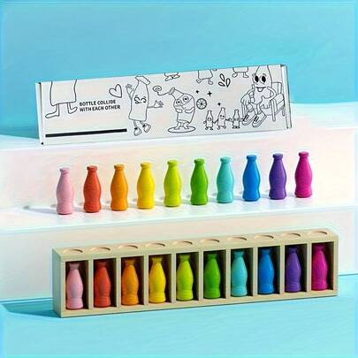 21件套趣味猜谜瓶套装 - 包括20个彩色瓶子和1个收纳盒，增强成人逻辑思维能力。颜色配对游戏带来放松，是节日或生日的完美礼物之选。