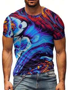 Men's & Unisex 3D Tie-Dye T-Shirt - Bold Blue/Red/Black/White/Gray/Golden/Purple/Beige/Pink/Orange/Teal/Black Marble Print, Soft Polyester Fabric, Plus Size Casual & Party Wear, Short Sleeve Round Neck, All-Season Comfort Fit, Machine Washable (No Dry Clean) - Ideal For Festivals & Everyday Use - Multi-Color Options Available - Vibrant 3D Effect With Dynamic Tie-Dye Design, T Shirt For Men, Funny Shirts For Men Plus Sizes, Printed T Shirts For Men, Funny Shirts For Men - 混合色 - 查看 2
