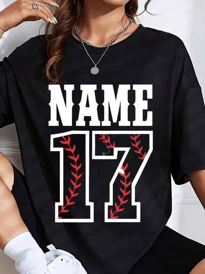 Personalized Baseball Jersey Style Shirt With Name And Number 17 Design For Sports Fans And Team Spirit Wear, 220g