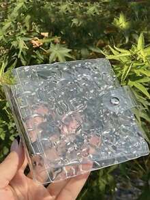 1pc 40-Pocket Mini Photo Album, Cartoon Photo Card Album Collection, A8 DIY Acrylic Ring Binder, Wavy Texture, Crystal Cover, Suitable For Instax Mini Film/Photos, 3-Ring Single Pocket Binding, Gold Clips, Transparent Dividers, Budget Planner, Backpack Album - Multicolor - View 2