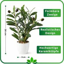 PASCH® Kunstpflanzen wie echt in edlen Keramiktöpfen (38cm) | Künstliche Pflanzen wie echt | Kunstpflanze groß | Fake Plant Kunstpflanzen | Kunstblumen im Topf-6939 - Olivenstrauch(2Stück) - Übersicht 5
