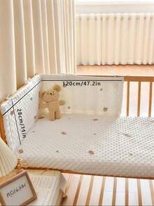 1pc INS Style Baby Crib Bumper Pads, Plush Embroidered Crib Rail Guard, Newborn Anti-Collision Soft Cushion Crib Fence, Bear Pattern - Multicolor - View 17