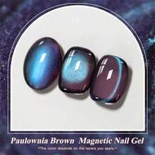 Mtssii 7毫升泡桐棕色磁性美甲凝胶猫眼凝胶指甲油粉色银色半永久闪粉磁性凝胶需使用UV/LED灯固化可卸除Vanrish Design