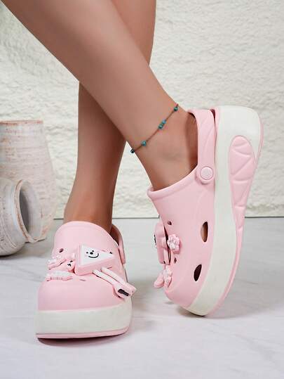 New Women's Hollow Slip-On Sandals, Cute Versatile Thick Sole Comfortable Slides, Suitable For Indoor And Outdoor Wear