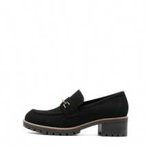 Women's Loafers Shoes Slip-On Chunky Platform Comfortable Dressy Business Casual Loafers - Đen/da lộn - Xem 7