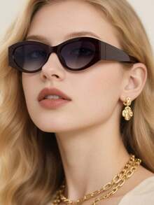 1 PC Women's Retro Feel Cat Eye Frame Fashion Glasses, Lightweight And Comfortable To Wear For Outdoor - Multicolor - View 14