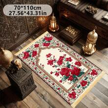 1pc Red Floral Pattern Prayer Mat, Art Praying Rug, Creative Prayer Pad, Easy To Clean - Multicolor - View 5