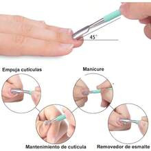 Cortador y empujador de Cutcula profesional, Removedor de Cutculas, alicate, raspador y pulidor de uas, Cortador de piel muerta, Herramientas de Manicure y Pedicure Negro - Azul - Ver 6